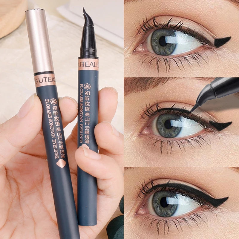 Long Ultra-thin Elbow Liquid Eyeliner Pencil Waterproof Quick Dry Smooth Matte Black Brown Eye Liner Pen Korean Makeup Cosmetics